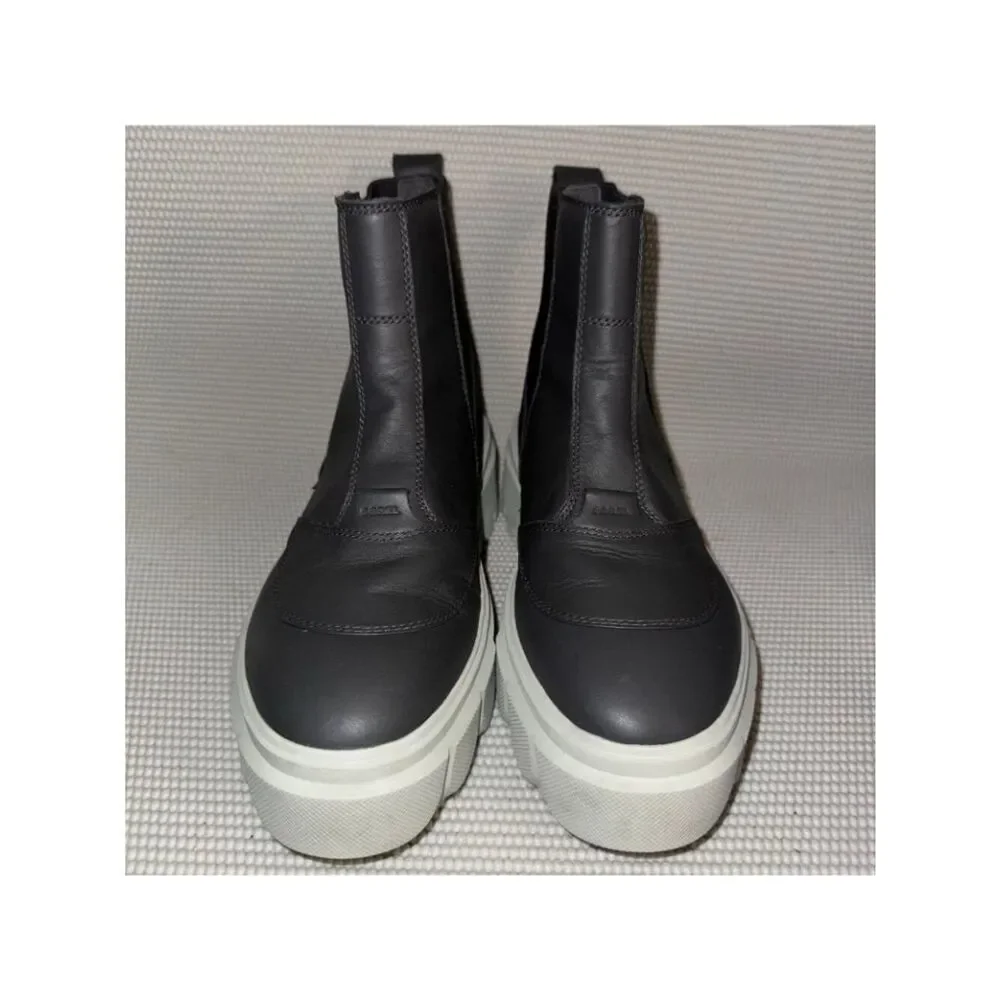 SOREL Caribou X Waterproof Gray Leather Platform Chelsea Boots Womens Size 8.5